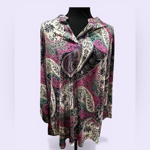 New - Dear Scarlett Lizzy - Paisley 3/4 Sleeve Relaxed Fit Blouse - Size M